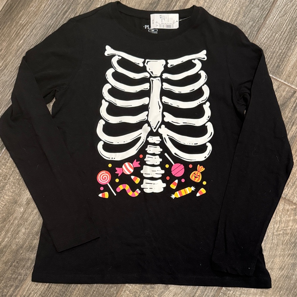 Ladies Black Skeleton Candy T-Shirt - size S